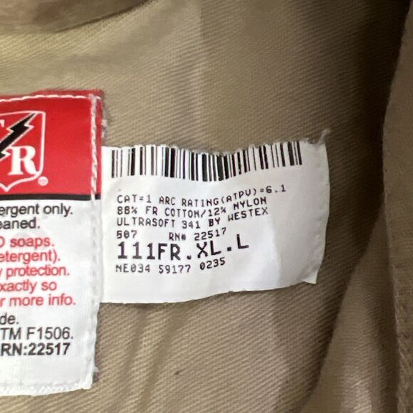 Riverside FR Button Shirt‎ XL Beige Flame Resistant Dual Pocket Welding Oilfield - Picture 5 of 9